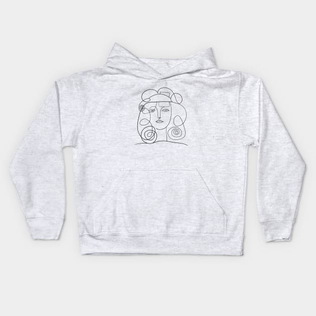 Picasso Line Art - Woman's Head #2 Kids Hoodie by shamila